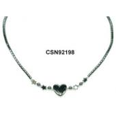 Hematite Heart Pendant Beads Stone Chain Choker Fashion Women Necklace